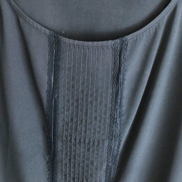 Lucky Brand Center Lace Silky Tank Top Navy Blue - Picture 3 of 8